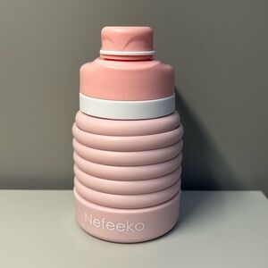 Pink Silicone Collapsible Water Bottle
